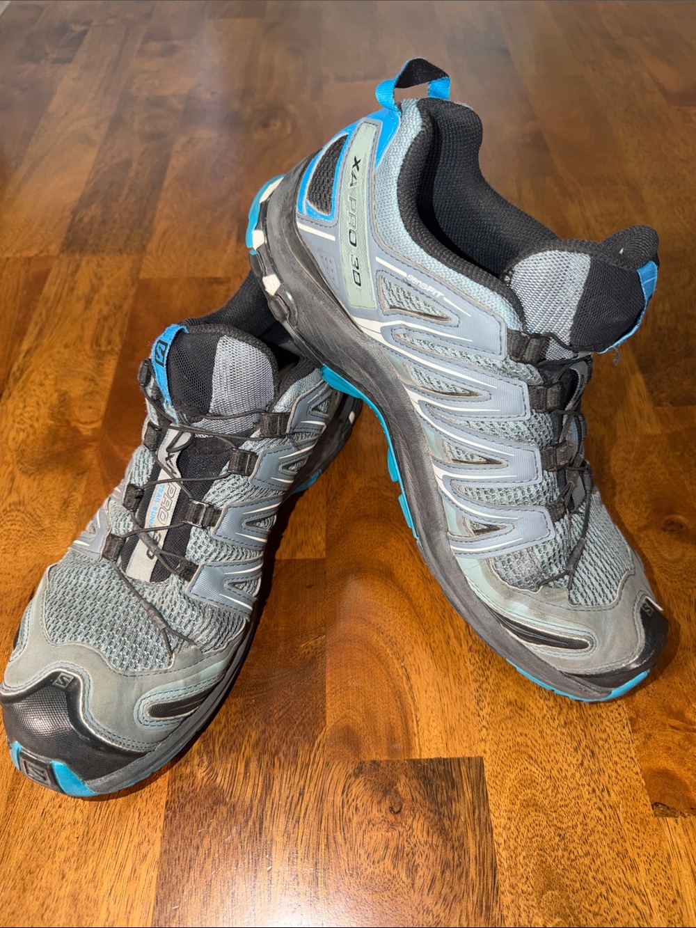 Salomon XA PRO 3D Gray and Blue Trail Sneakers with Quicklace